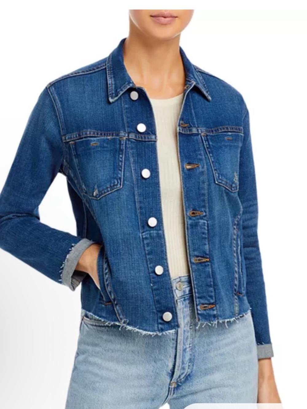 L’Agence Janelle Slim-Fit Raw hem Denim Jacket